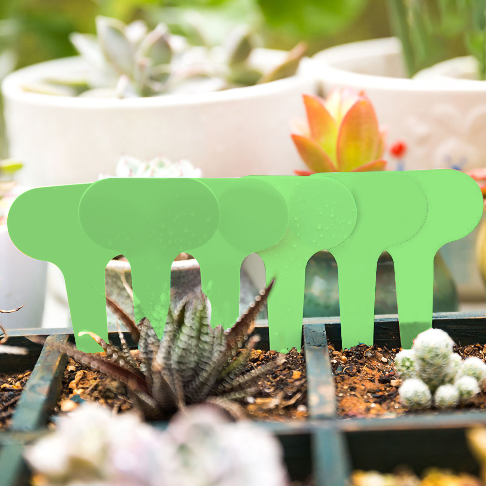 100pcs Gardening Plant Label Waterproof Plant Markers Plastic Insert Ground Card T-shaped Plant Lables Graines A Planter