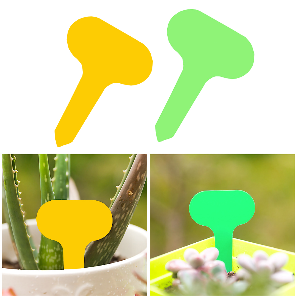 100pcs Gardening Plant Label Waterproof Plant Markers Plastic Insert Ground Card T-shaped Plant Lables Graines A Planter