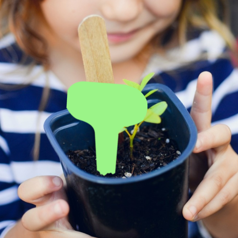 100pcs Gardening Plant Label Waterproof Plant Markers Plastic Insert Ground Card T-shaped Plant Lables Graines A Planter